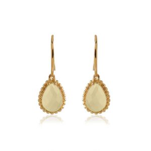925 Sterling Silver Stud Earrings | 18K Gold Plated with Phrenite Gemstone