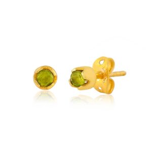925 Sterling Silver Earrings - 18k Gold Plated - Peridot Gemstone