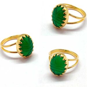 Malika 18k Gold Plated 925 Sterling Silver Ring with Green Onyx Gemstone