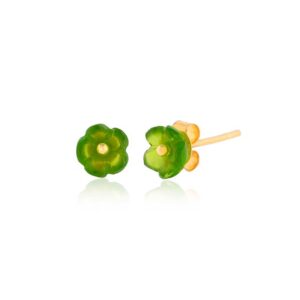 925 Sterling Silver Earrings - 18k Gold Plated - Glass Stone