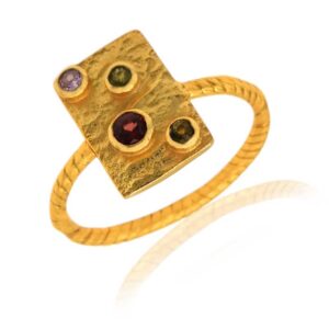 Lotus 18k Gold Plated 925 Sterling Silver Ring with Zircons